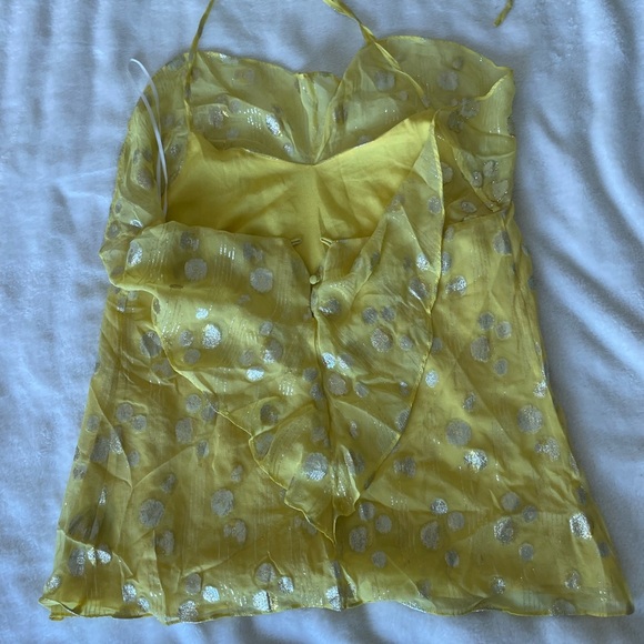 Line & Dot Yellow Silk Camisole with Silver Dots - Picture 5 of 10